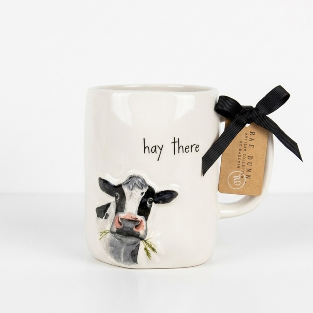 NWT Rae Dunn Artisan Collection Cow Mug |‎ "hay there"